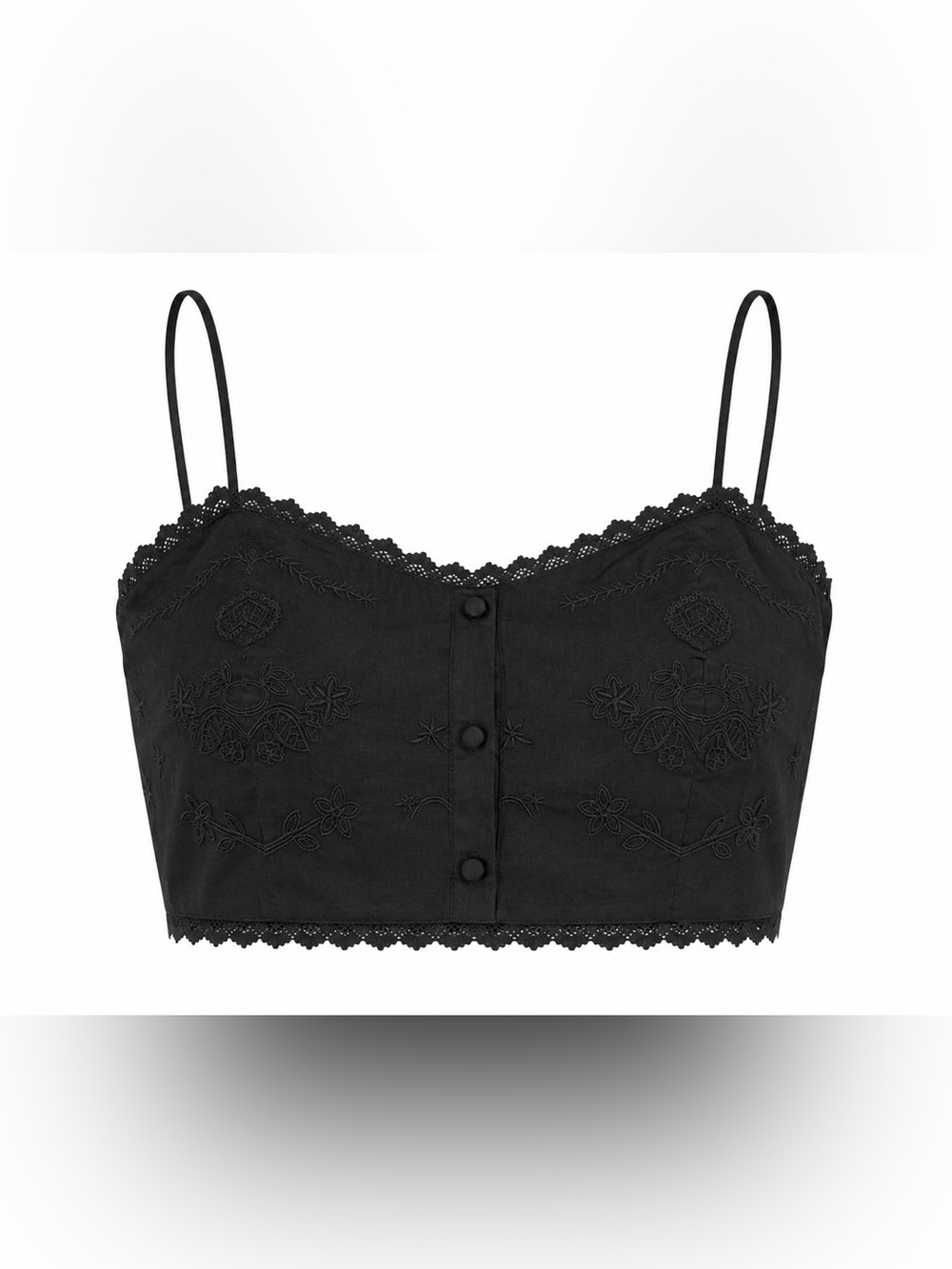 House of Harlow 1960 NWT black embroidered bralette top, large